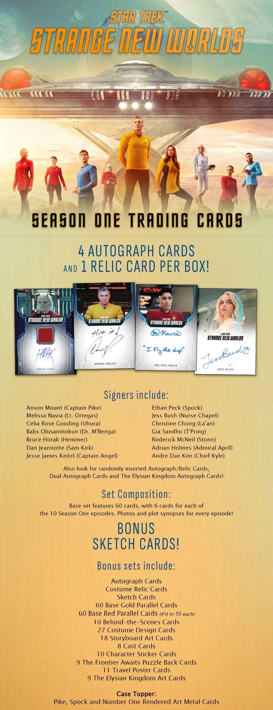 Promotional poster for Space Station 76 trading card set in Star Trek Strange New Worlds box