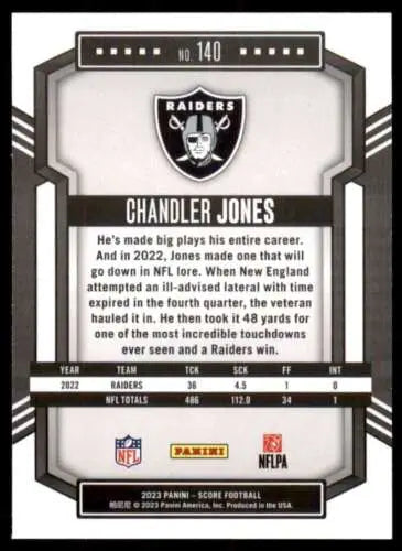 Chandler Jones football card 2023 Score #140 original gloss NM LV Raiders Simply Sandoval