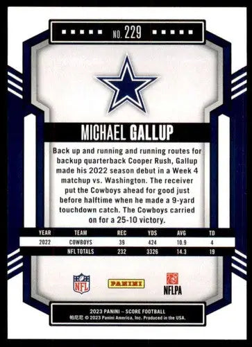 2023 Score #229 Michael Gallup NM Near Mint Cowboys ID:64974 - Trading Cards