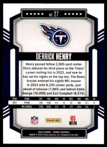 Derrick Henry football card 2023 Score #27 NM with original gloss by Simply Sandoval