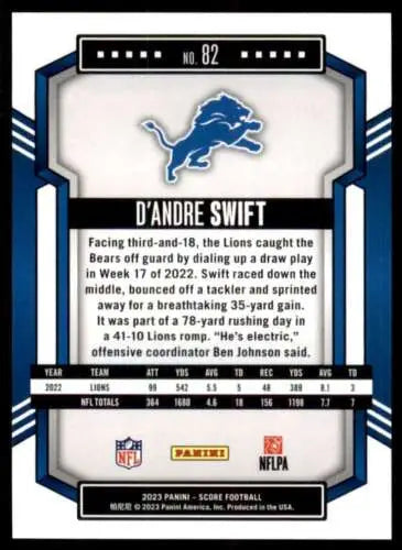 D’Andre Swift football card in original gloss, near mint condition for collectors