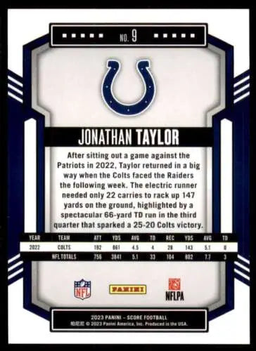 Jonathan Taylor football card 2023 Score #9 NM original gloss Colts Simply Sandoval