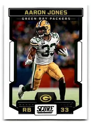 Aaron Jones trading card from 2023 Score #91 showcasing the athlete’s highlights