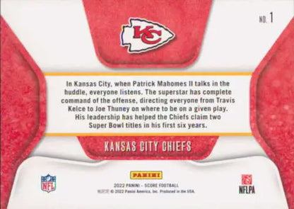 Kansas City Chiefs 2023 Score Huddle Up #1 football card in original gloss finish