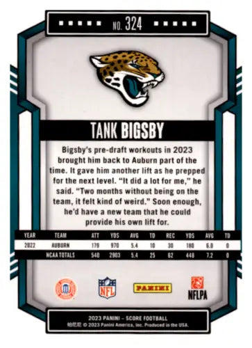 Tank Bigsby 2023 Score Red #324 NM RC Rookie football card with original gloss