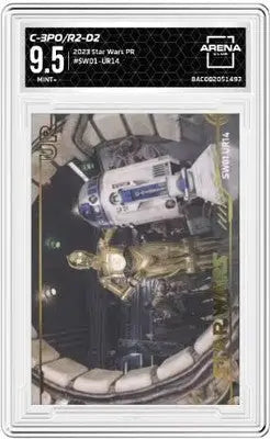 Graded Star Wars trading card featuring C-3PO and R2-D2 from Arena Club 2023