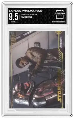 Graded Star Wars trading card featuring PR Captain Phasma and Finn from Arena Club