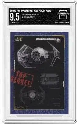 A graded Star Wars PR Darth Vader TIE Fighter trading card from Arena Club 2023