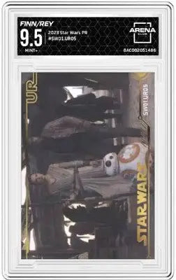 Graded Star Wars trading card featuring Finn and Rey from Arena Club 2023