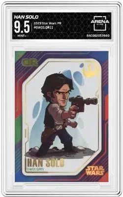 Graded Han Solo collectible card from Star Wars PR Han series in Arena Club 9.5