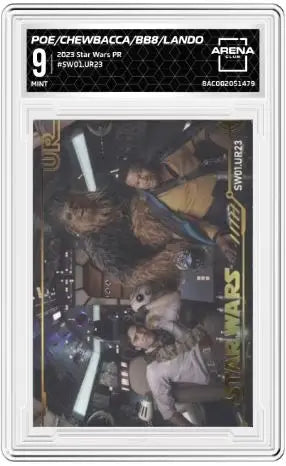 Graded Star Wars trading card featuring Poe Chewbacca from Arena Club 2023 Series