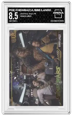Graded Star Wars trading card featuring Poe Chewbacca from Arena Club 2023