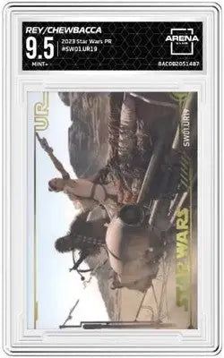 Star Wars PR Rey Chewbacca graded Arena Club card 2023 Star Wars wars pr rey