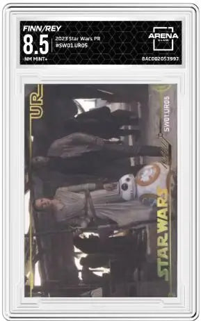 Graded Star Wars trading card SW01 UR05 Arena Club 2023 Rey Finn 8.5