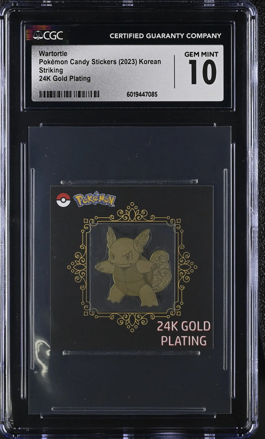 Graded Wartortle Pokémon Candy Stickers with 24K Gold Plating for Collectors