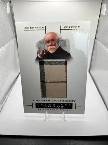 Thomas Burberry Luxurious Logo Jumbo keepsake card with fabric swatch from a Thomas Burberry product