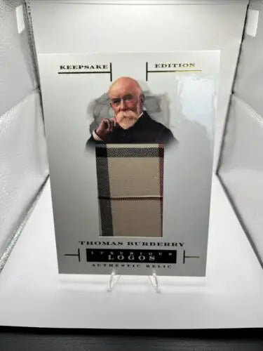 Thomas Burberry keepsake card with fabric swatch from 2023 Thomas Burberry 5x7 collection