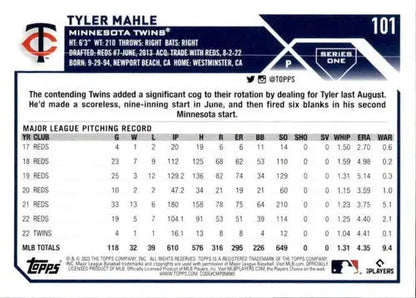 2023 Topps #101 Tyler Mahle NM-MT Twins ID:49558 - Trading Cards