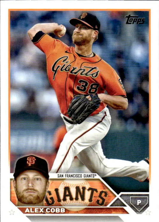 Alex Cobb San Francisco Giants baseball card in orange jersey from 2023 Topps #108