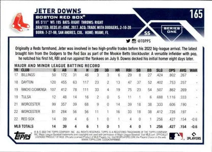 2023 Topps #165 Jeter Downs NM-MT RC Rookie Red Sox ID:49584 - Trading Cards