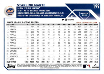 Starling Marte baseball card 2023 Topps NY Mets collectible NM-MT image