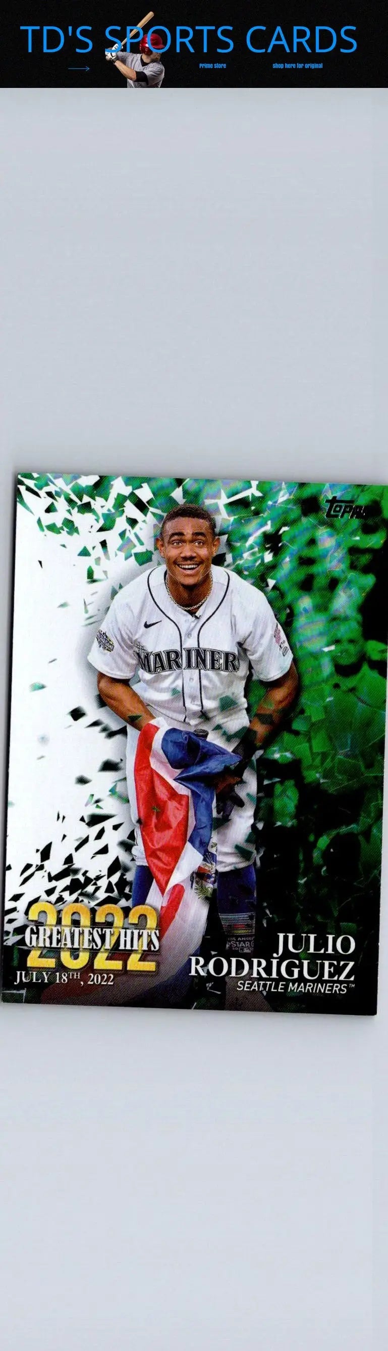 Julio Rodriguez baseball card from 2022 Greatest Hits series in 2023 Topps set