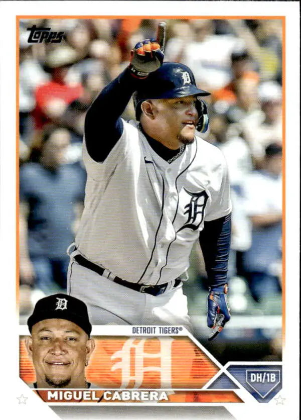 Miguel Cabrera Detroit Tigers baseball card in white home uniform from 2023 Topps