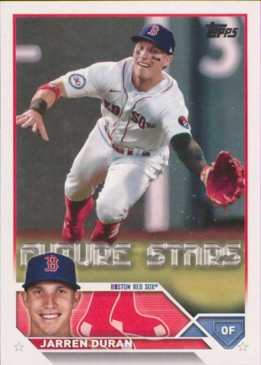 Jarren Duran diving catch on 2023 Topps #242 Boston Red Sox baseball card