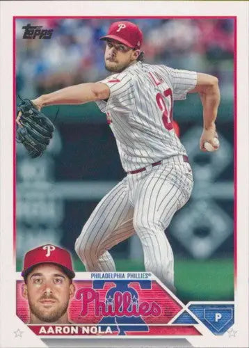 Original gloss 2023 Topps Aaron Nola NM-MT baseball card Phillies ID 56944
