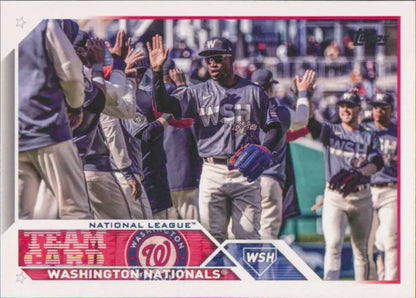Washington Nationals baseball team card from 2023 Topps series with good condition