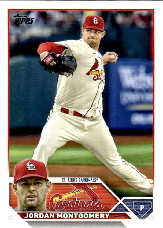 Jordan Montgomery baseball card from 2023 Topps series featuring St Louis Cardinals player