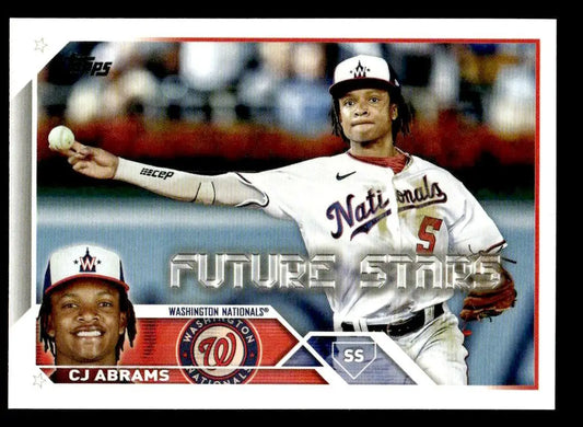 2023 Topps CJ Abrams baseball card featuring CJ Abrams in a dynamic pose