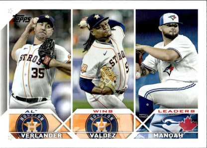Baseball card featuring Frambert Valdez, Justin Verlander, and Alek Manoah pitchers