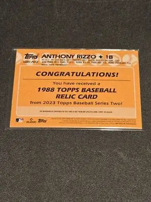 Anthony Rizzo baseball relic card from 2023 Topps #88R-ARZ Topps baseball 35th anniversary