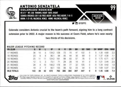 2023 Topps #99 Antonio Senzatela NM-MT Rockies ID:49623 - Trading Cards