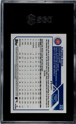 Topps Alfonso Rivas baseball card in black grading slab, 2023 Topps Alfonso Rivas