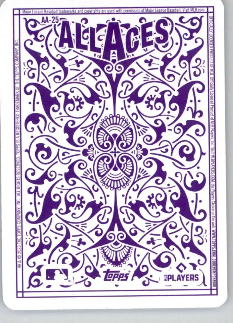 Purple and white decorative playing card featuring Max Scherzer and New York Mets text