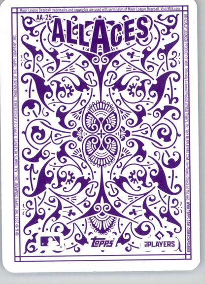 Purple and white decorative playing card featuring Max Scherzer and New York Mets text