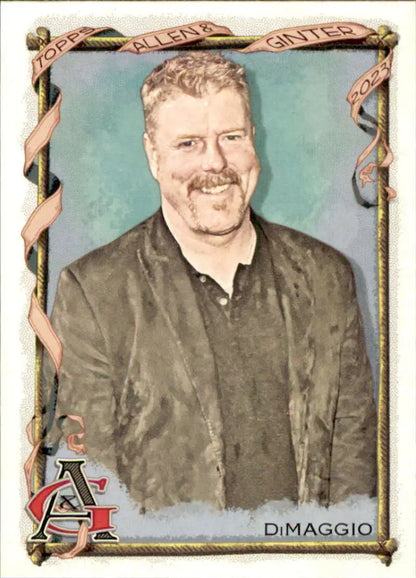 Portrait of a smiling John DiMaggio in a dark jacket for Topps Allen baseball card