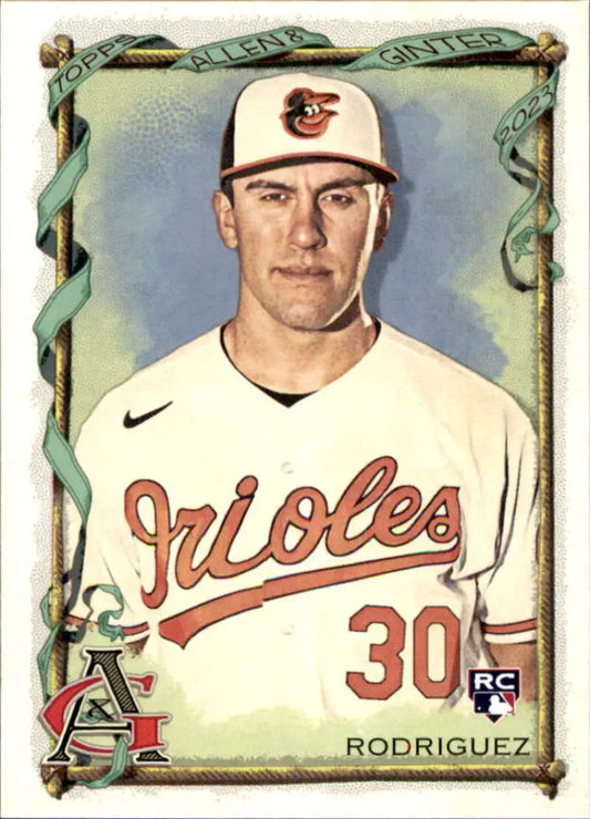 Baseball card of Grayson Rodriguez, Baltimore Orioles rookie, jersey number 30