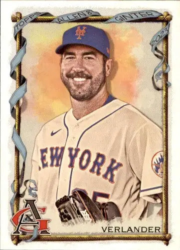 Original gloss Justin Verlander baseball card from 2023 Topps Allen and Ginter series