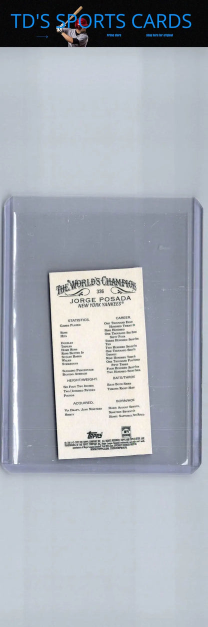 Jorge Posada mini baseball card with black border from 2023 Topps Allen & Ginter