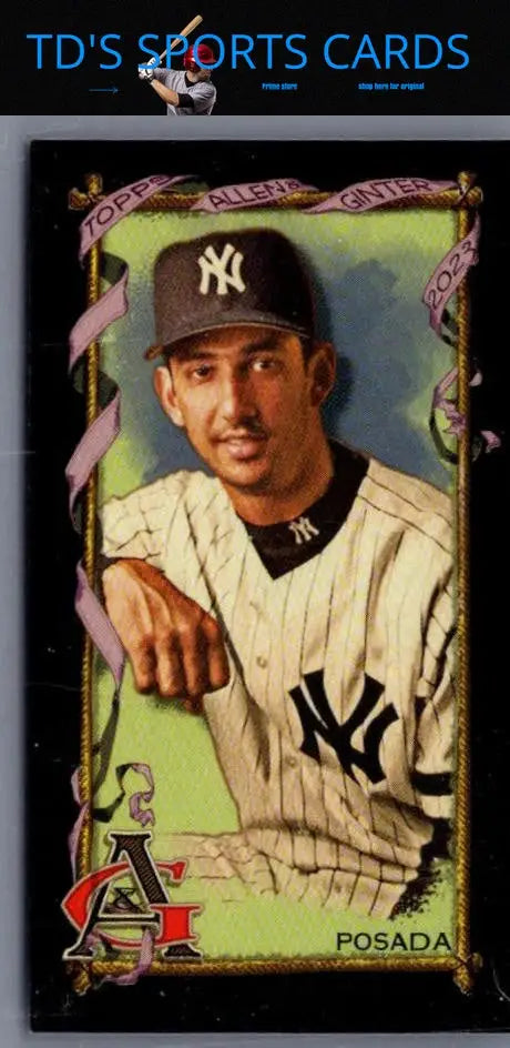Yankees baseball card featuring Jorge Posada Mini with Black Border from 2023 Topps Allen & Ginter