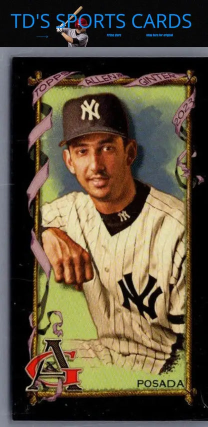 Yankees baseball card featuring Jorge Posada Mini with Black Border from 2023 Topps Allen & Ginter