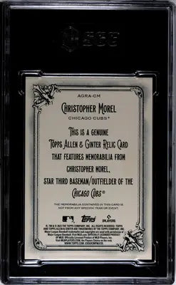 Graded Ginter Christopher Morel Topps Allen & Ginter Relic Baseball Card SGC 10
