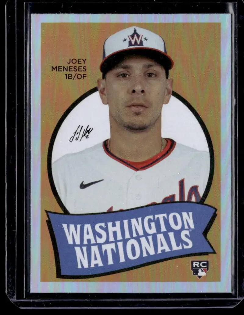 Baseball card of Joey Meneses in white cap, Topps Archives Single Player Foil