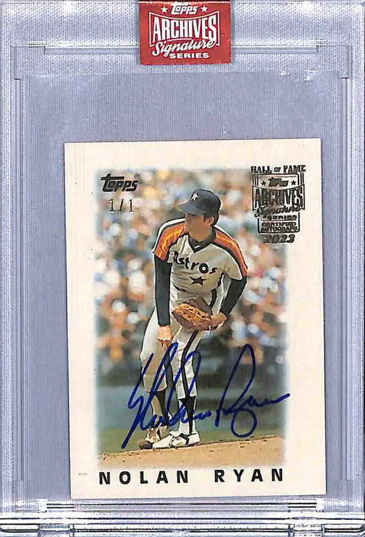 Nolan Ryan autographed baseball card from 2023 Topps Archives Houston Astros 1/1