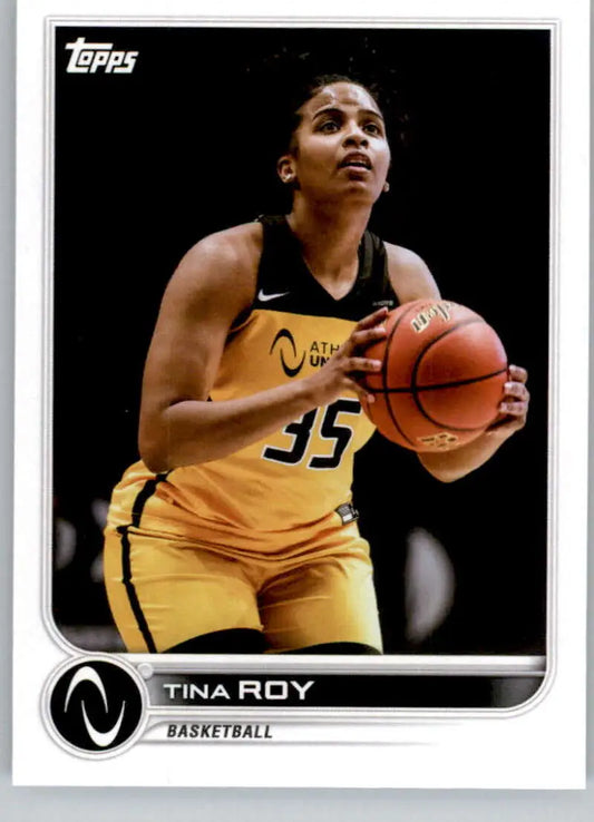 Basketball trading card of Tina Roy in yellow #35 jersey from Topps Athletes Unlimited
