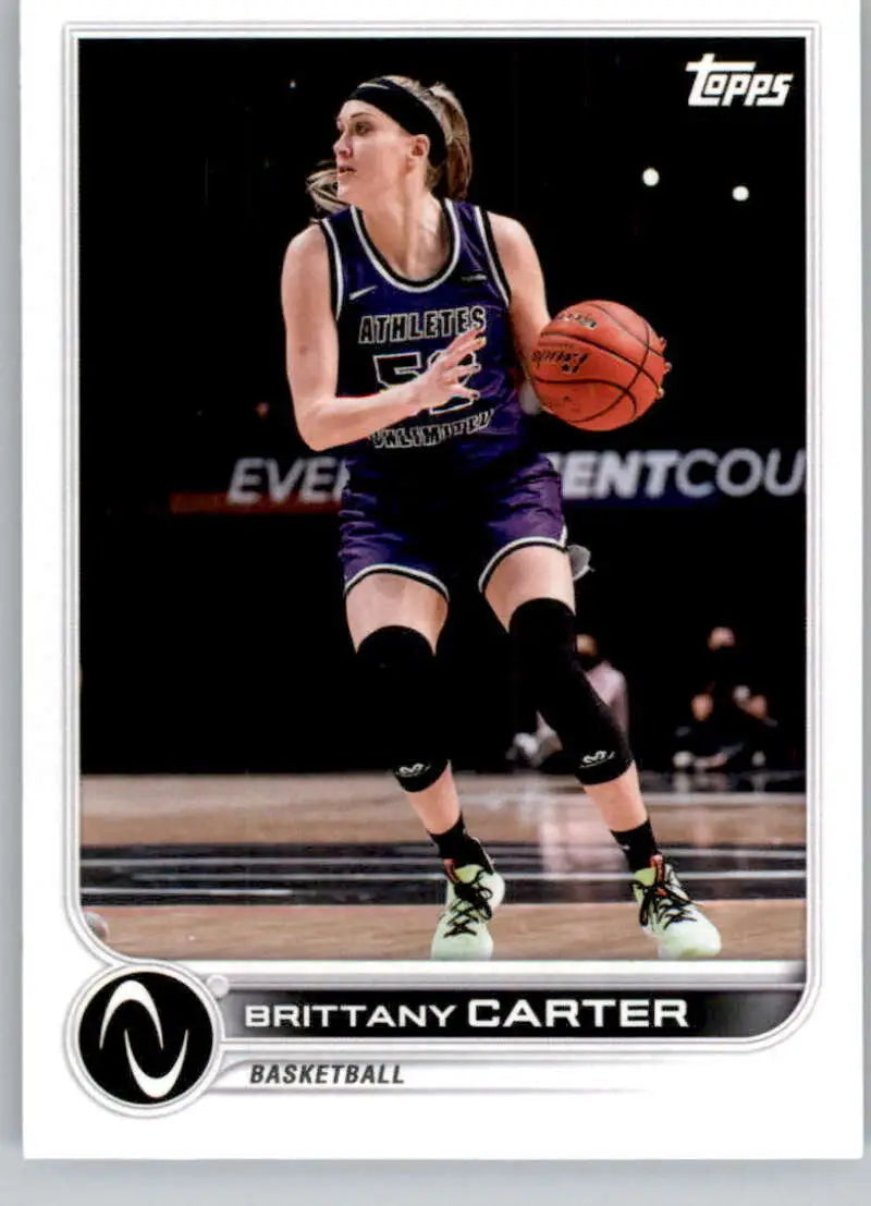 Brittany Carter dribbling the ball on 2023 Topps Athletes Unlimited basketball card