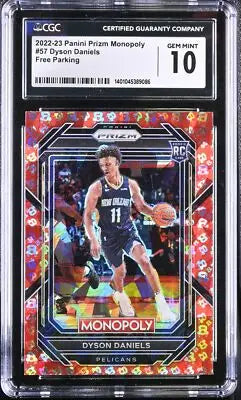 Graded Dyson Daniels Monopoly basketball card featuring Free Parking from 2023 Topps Athletes Unlimited
